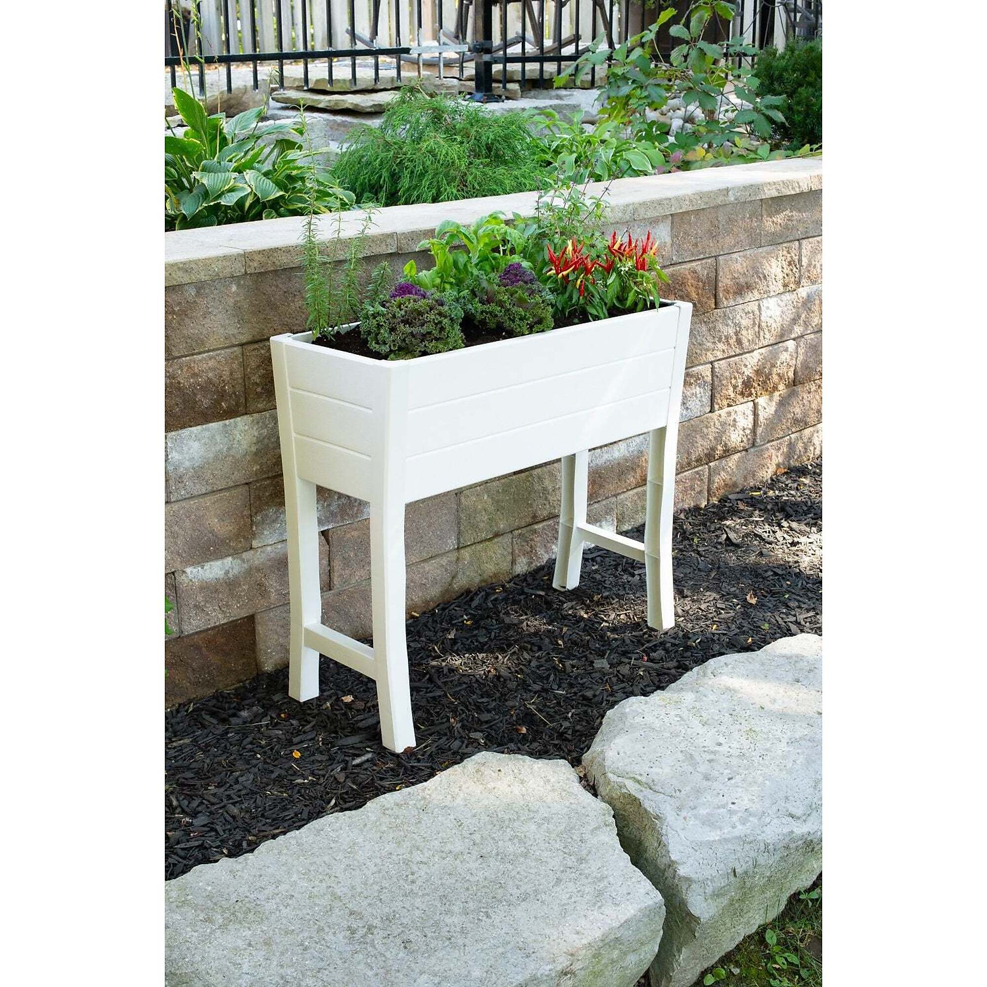 NuVue Elevated Garden Box - 35.5in. L x 15in. W x 32in. H, Polymer, White, Model# 26020